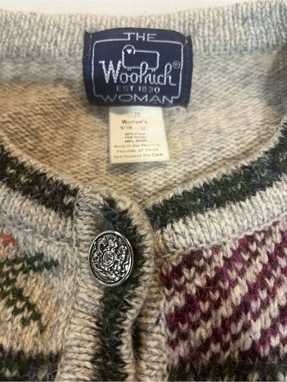 Woolrich Gray Multi-Pattern Wool Button-Front Cardigan - Picture 2 of 4